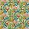 Reef - Blue,Coral & Peach Tropical & Botanical Upholstery Fabric 54 Inches"